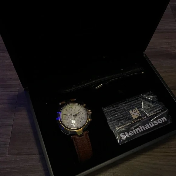 Steinhausen Automatic Watch TW381 40mm Mens Beige/Gold Rim